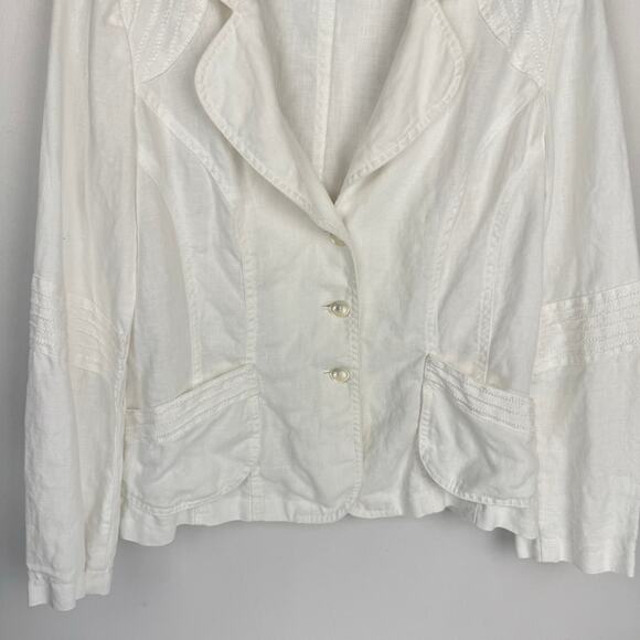Focus Life Style Off White Linen Lightweight Button Up Breathable Blazer Sz 8 - Picture 4 of 10